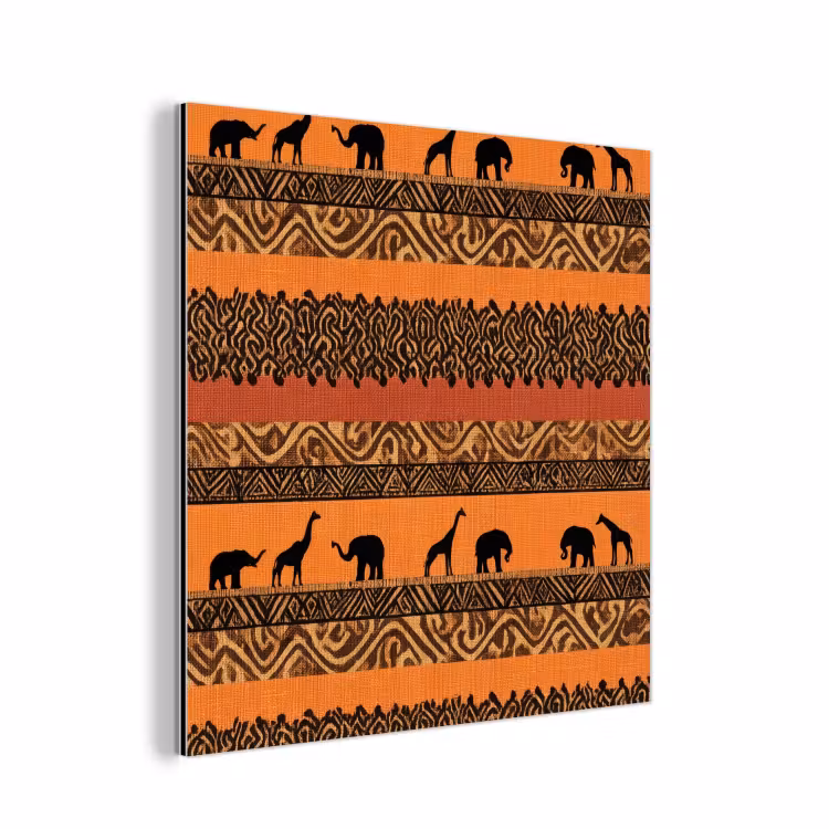 Alu-Dibond-Bild - Orange – Safari – Afrikaans – Tiere – Muster — 1