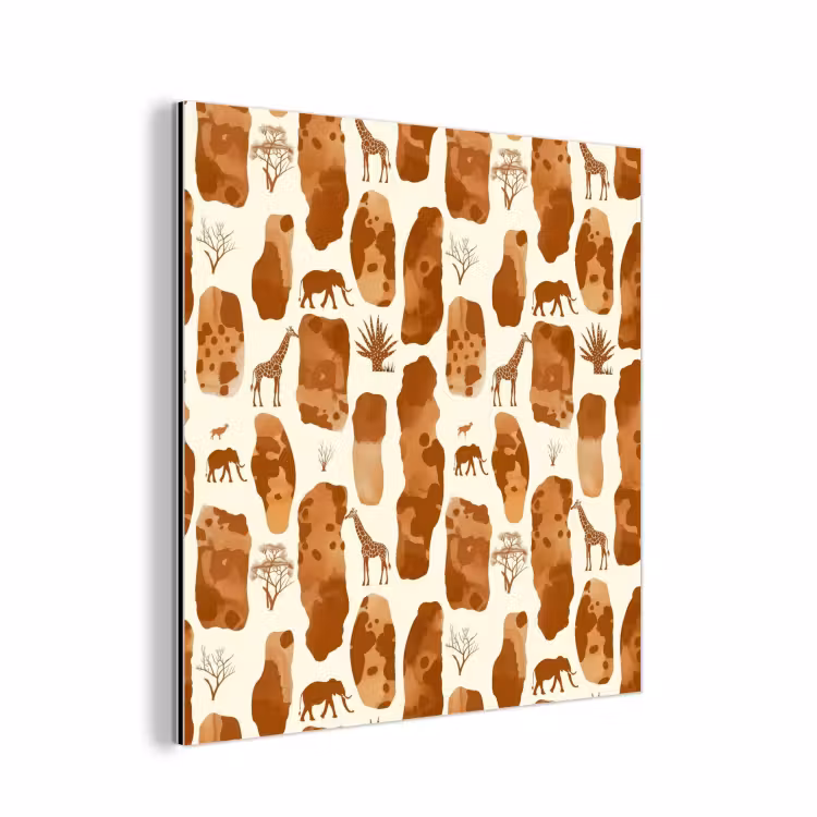 Alu-Dibond-Bild - Terrakotta – Safari – Tiere – Muster — 1