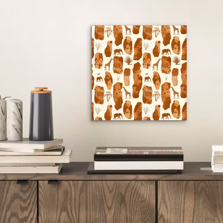 Alu-Dibond-Bild - Terrakotta – Safari – Tiere – Muster — 2