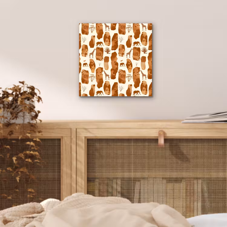 Alu-Dibond-Bild - Terrakotta – Safari – Tiere – Muster — 4