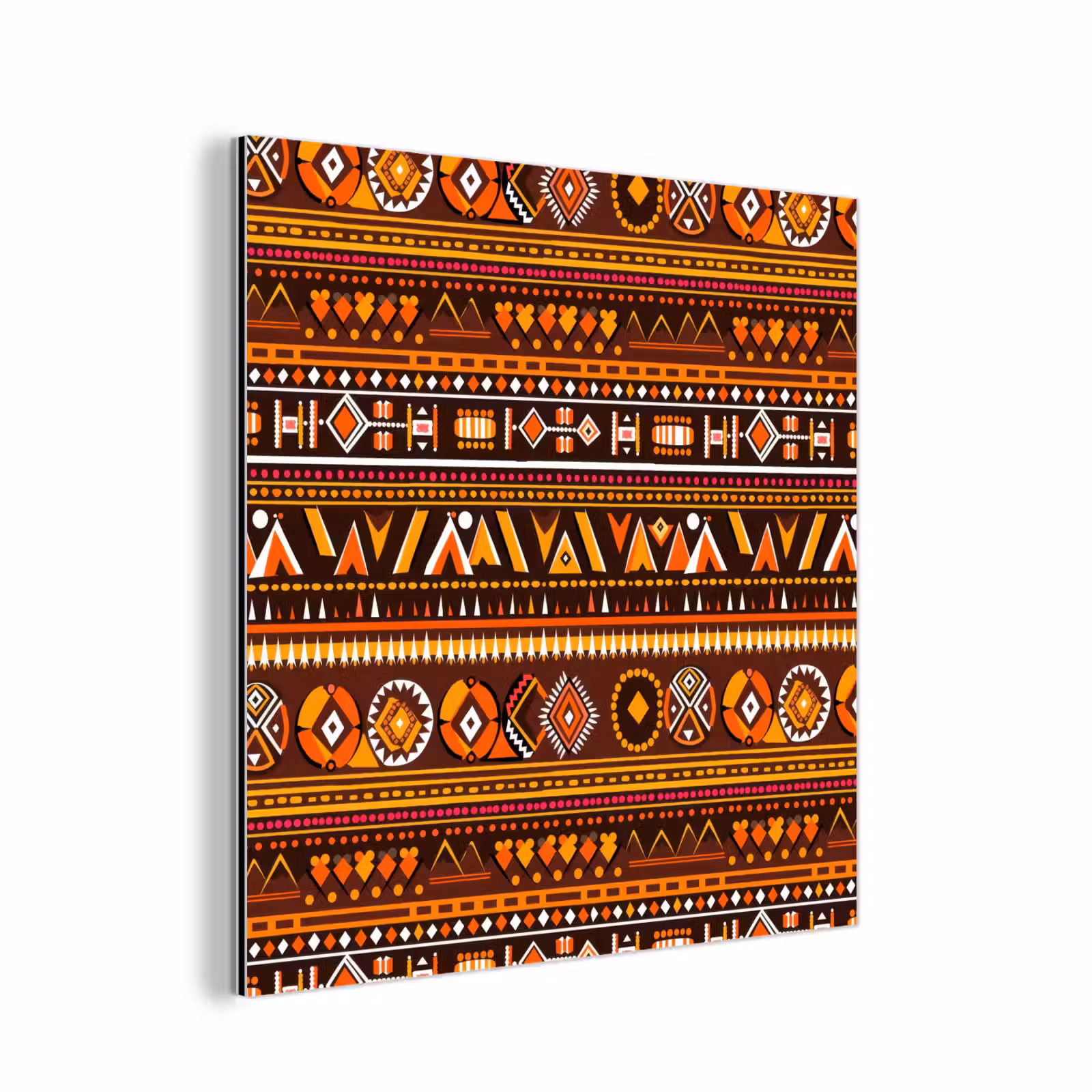 Alu-Dibond-Bild - Orange – Ethnisch – Tribal – Geometrisch – Muster — 1