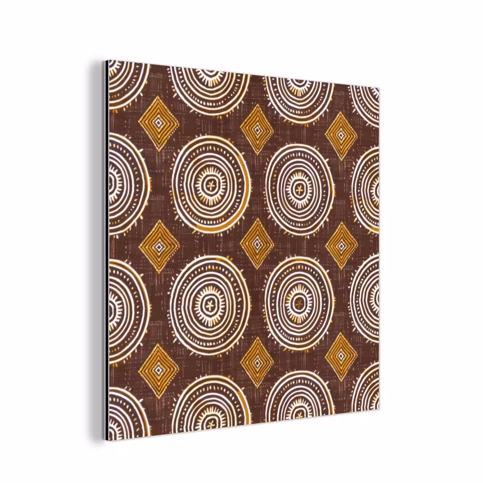 Alu-Dibond-Bild - Schokoladenbraun – Ethno – Tribal – Kreise – Muster — 1