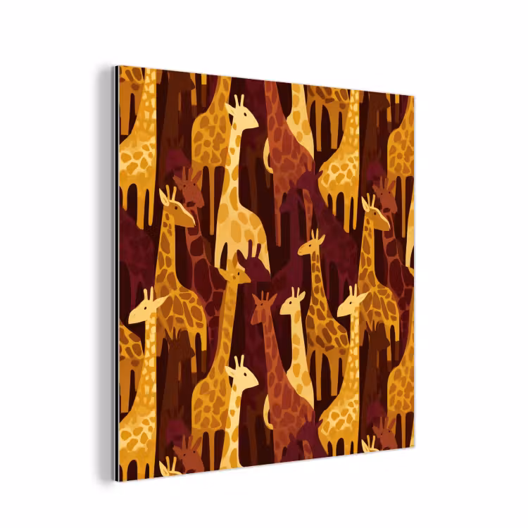 Alu-Dibond-Bild - Braun – Giraffen – Safari – Muster — 1
