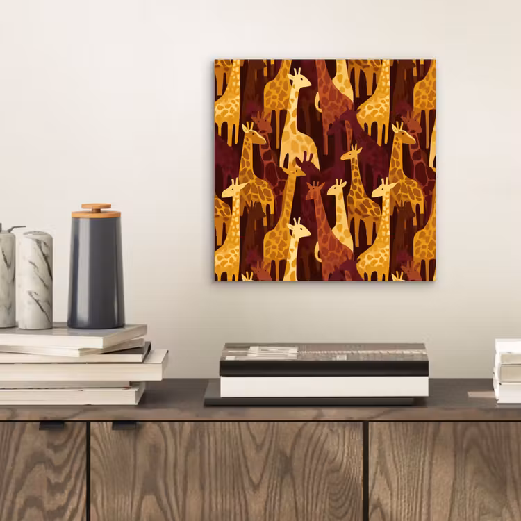 Alu-Dibond-Bild - Braun – Giraffen – Safari – Muster — 2