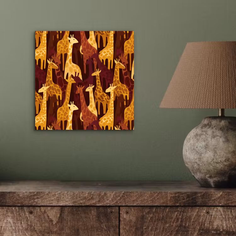 Alu-Dibond-Bild - Braun – Giraffen – Safari – Muster — 3