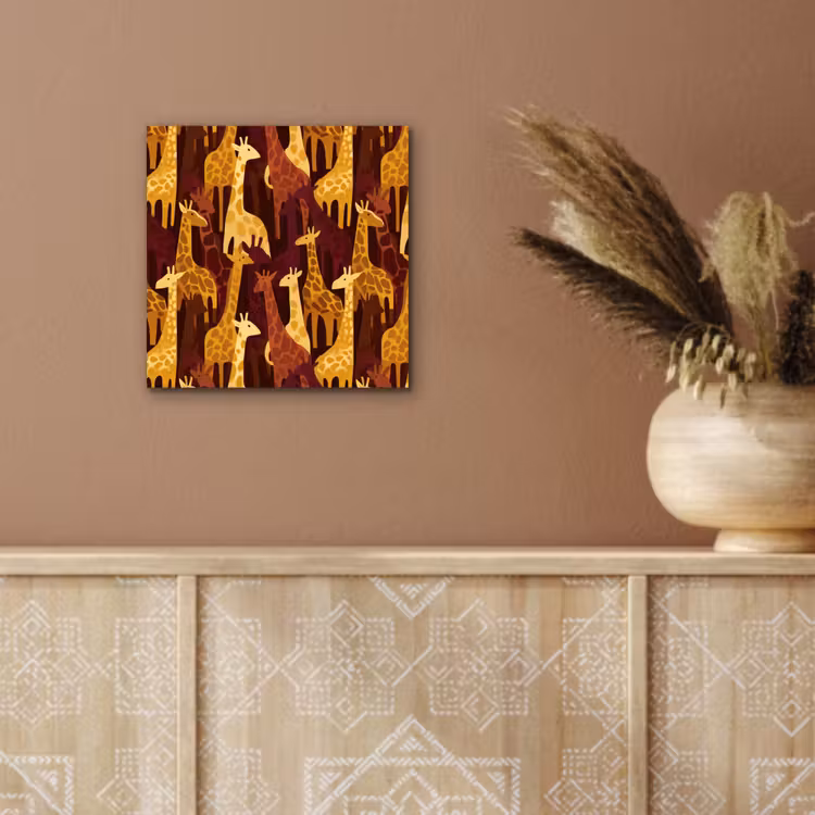 Alu-Dibond-Bild - Braun – Giraffen – Safari – Muster — 5