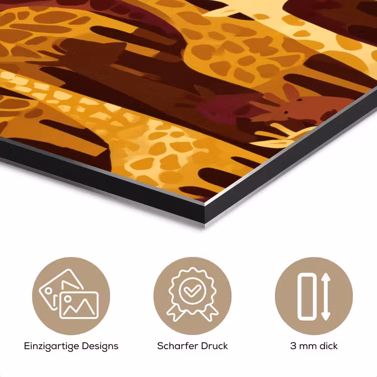 Alu-Dibond-Bild - Braun – Giraffen – Safari – Muster — 7