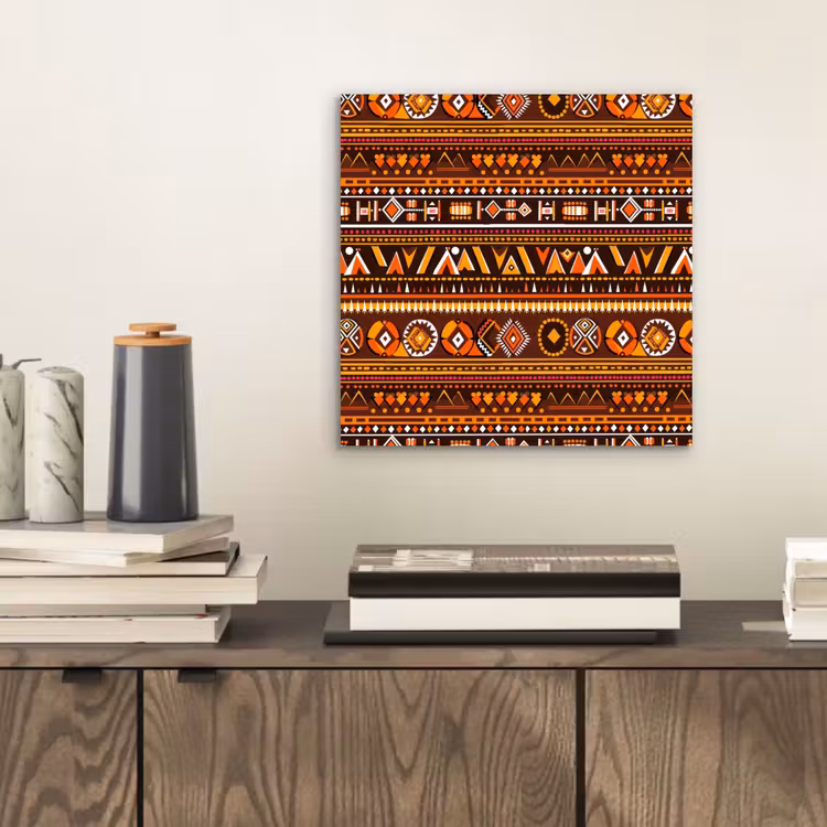 Alu-Dibond-Bild - Orange – Ethnisch – Tribal – Geometrisch – Muster — 2