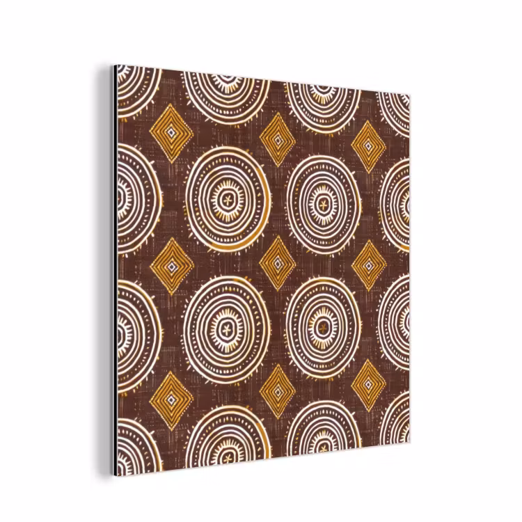 Alu-Dibond-Bild - Schokoladenbraun – Ethno – Tribal – Kreise – Muster — 1