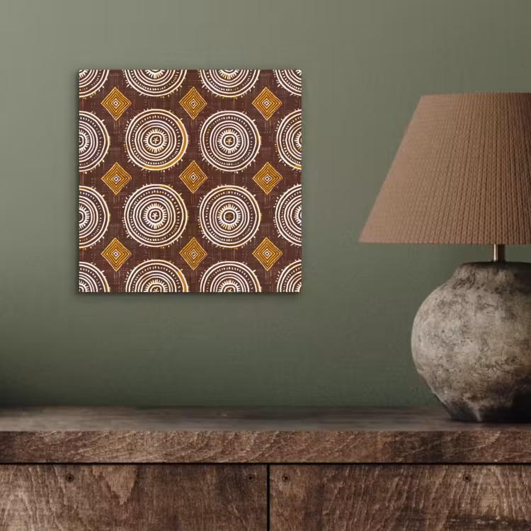 Alu-Dibond-Bild - Schokoladenbraun – Ethno – Tribal – Kreise – Muster — 3