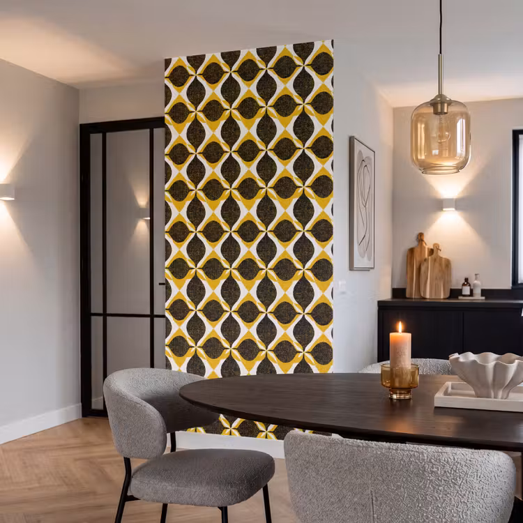 Tapete - Gelb – Schwarz – Geometrisch – Retro – Struktur — 5