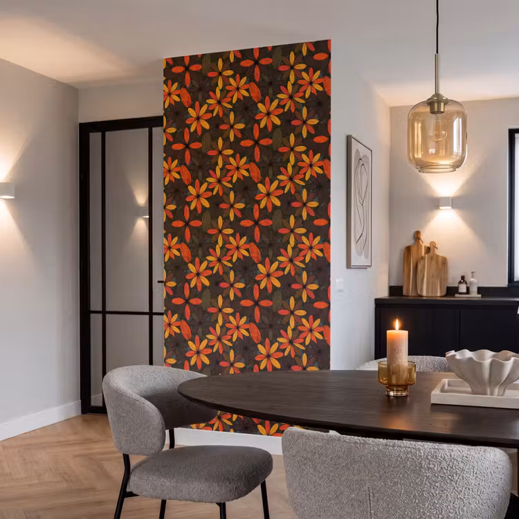 Tapete - Orange – Retro – Blumen – Herbst — 5