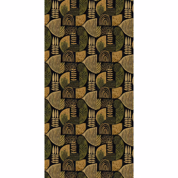Tapete - Schwarz – Ockergelb – Botanisch – Textur — 2