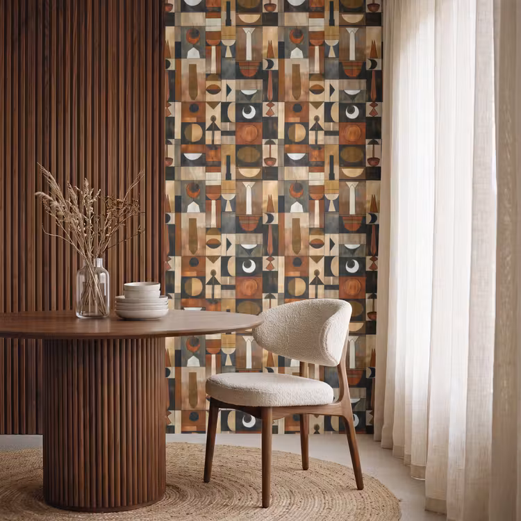 Tapete - Terrakotta – Geometrisch – Mid-Century – Muster — 4