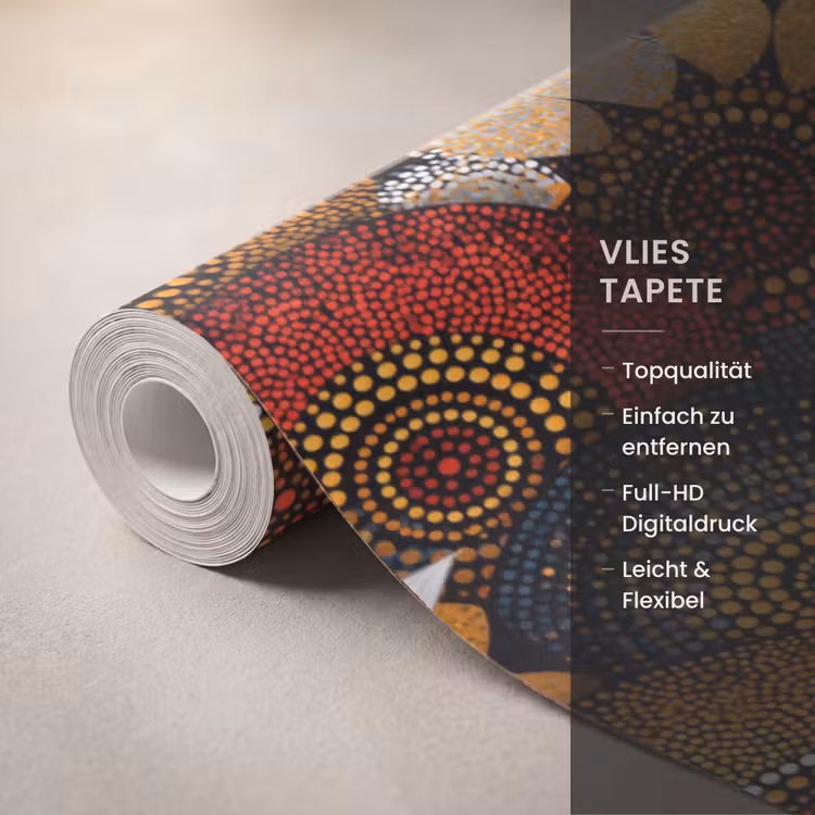 Tapete - Farbenfroh – Aborigine – Punktmalerei – Botanisch – Muster — 3