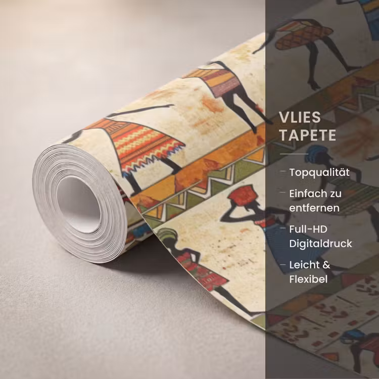 Tapete - Farbenfroh – Afrikanisch – Ethnisch – Tanzende Frauen – Muster — 3