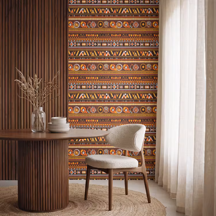 Tapete - Orange – Ethnisch – Tribal – Geometrisch – Muster — 4