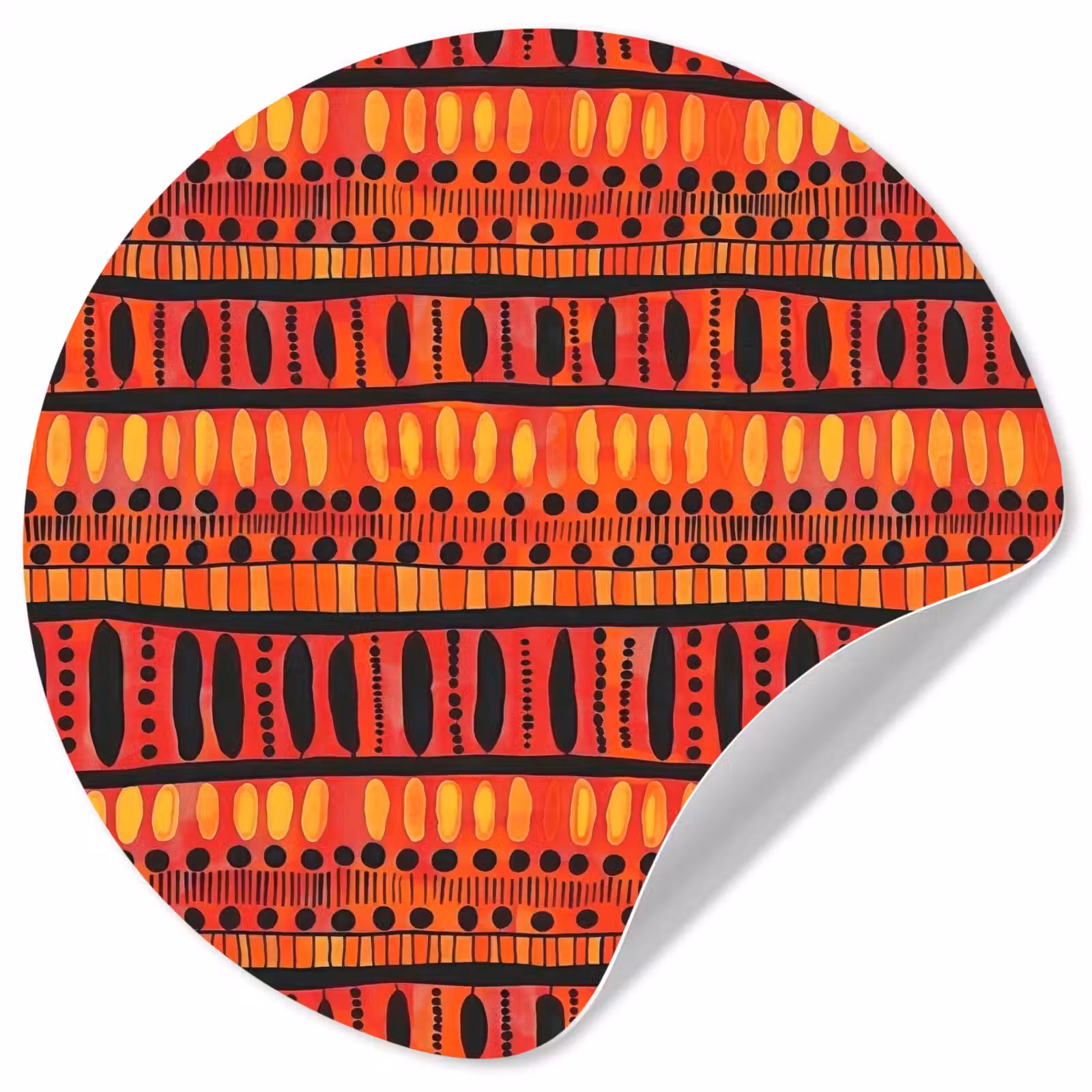 Runde Tapete - Rot – Orange – Ethnisch – Ausdrucksstark – Muster — 1