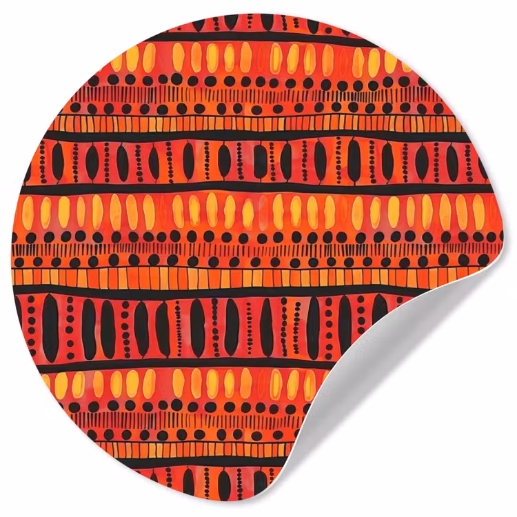 Runde Tapete - Rot – Orange – Ethnisch – Ausdrucksstark – Muster — 1