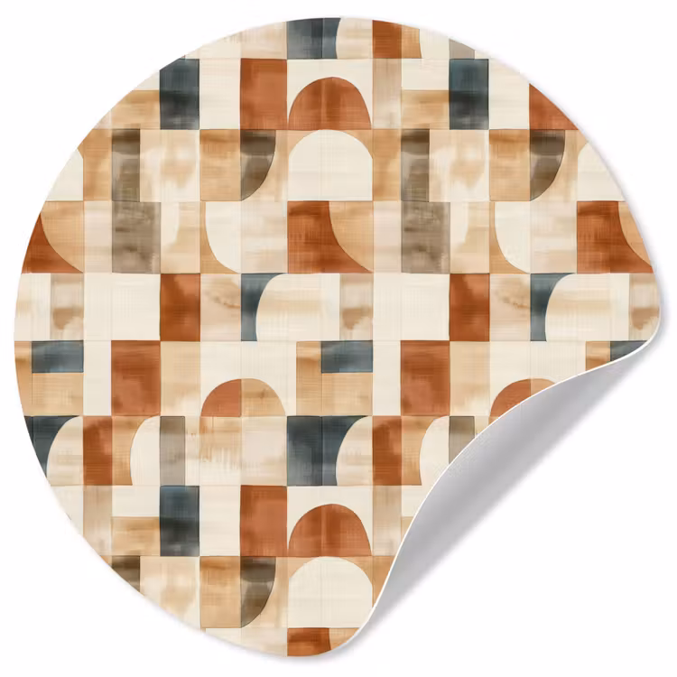 Runde Tapete - Terrakotta – Geometrisch – Aquarell – Textur — 1