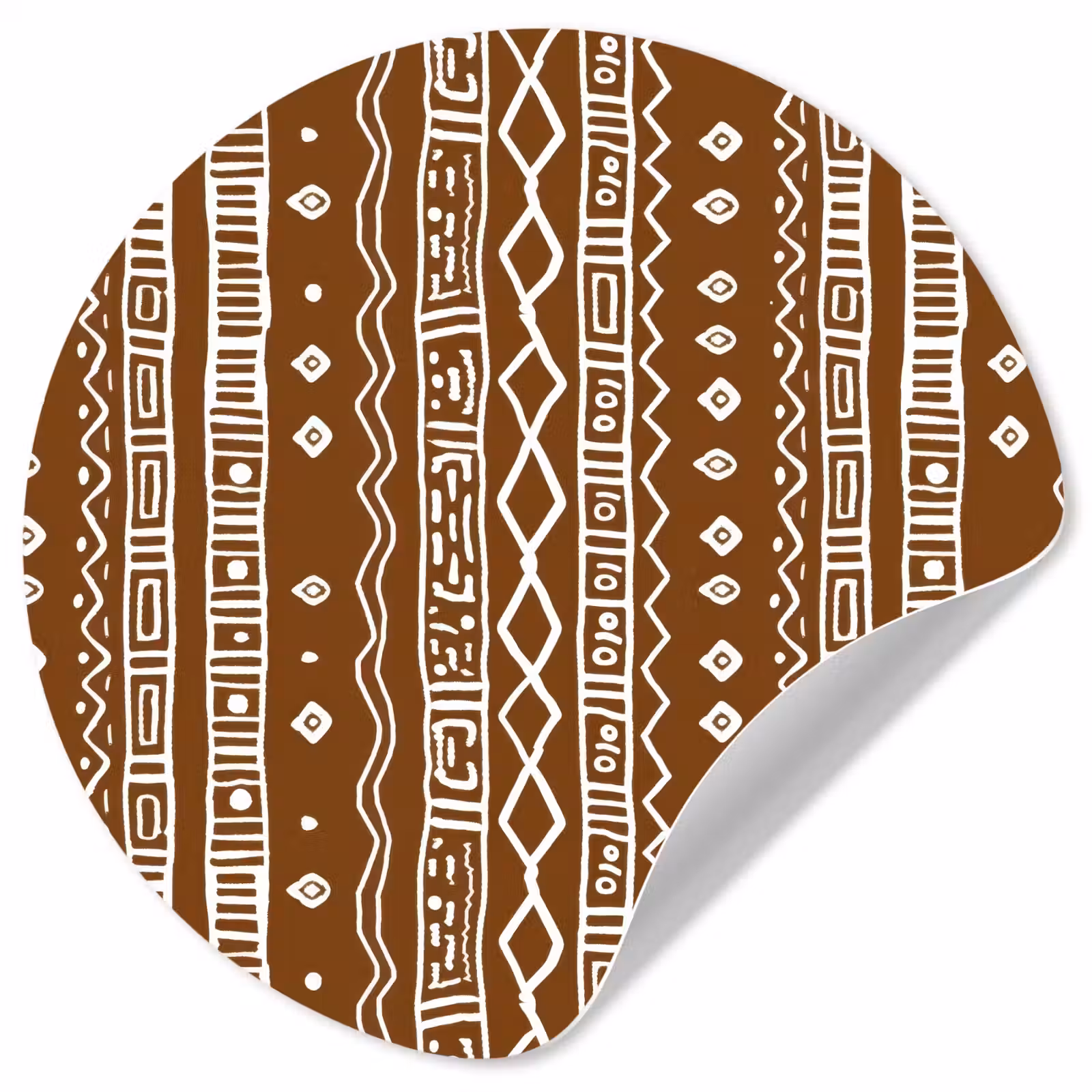 Runde Tapete - Schokoladenbraun – Ethno – Tribal – Muster — 1