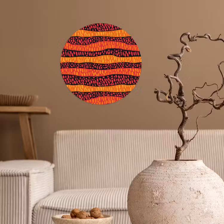 Runde Tapete - Orange – Rosa – Ausdrucksstark – Muster — 2