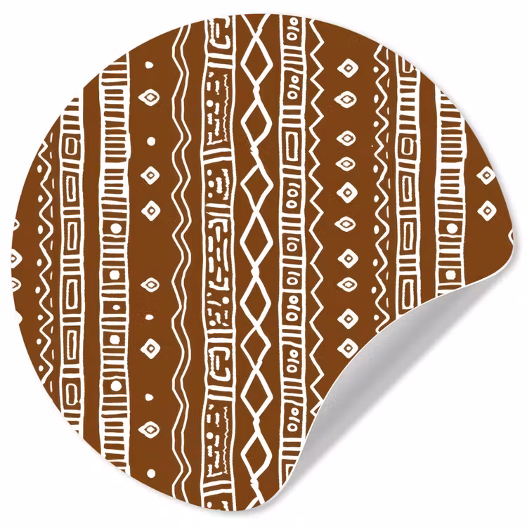 Runde Tapete - Schokoladenbraun – Ethno – Tribal – Muster — 1