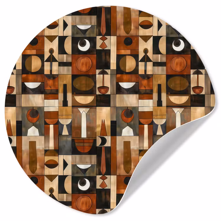 Runde Tapete - Terrakotta – Geometrisch – Mid-Century – Muster — 1