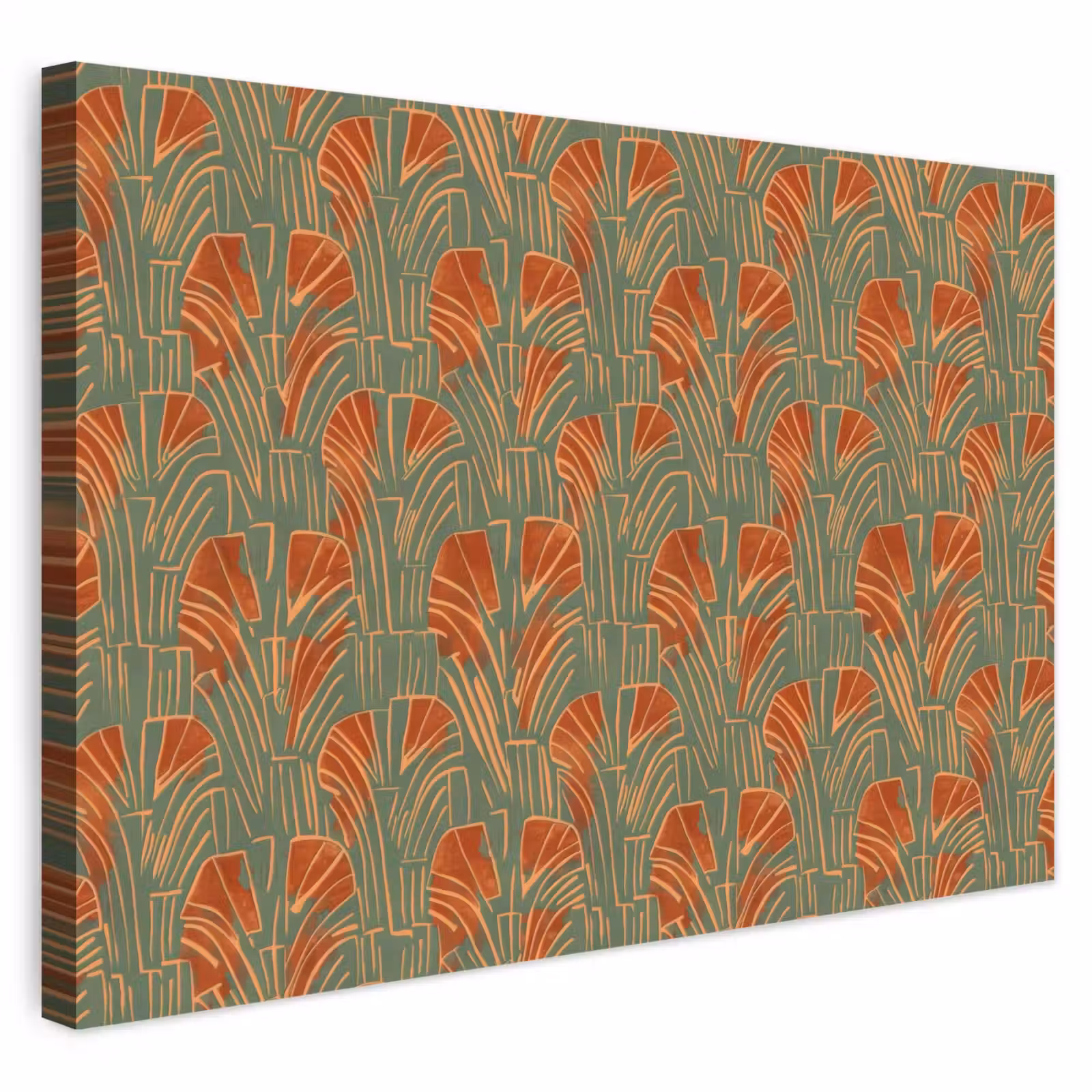 Outdoor Leinwand - Grün – Terrakotta – Deko – Fächer — 1