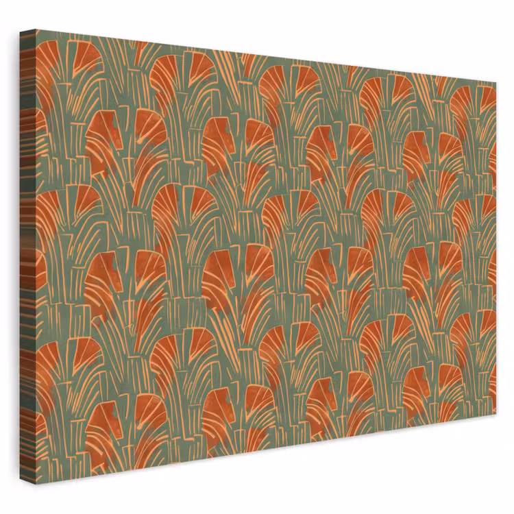 Outdoor Leinwand - Grün – Terrakotta – Deko – Fächer — 1