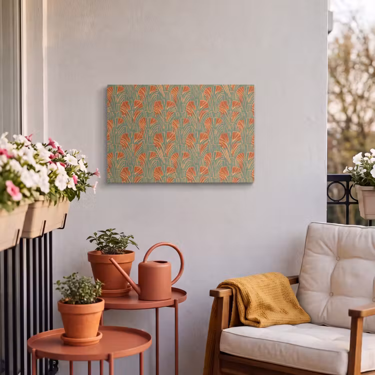 Outdoor Leinwand - Grün – Terrakotta – Deko – Fächer — 3