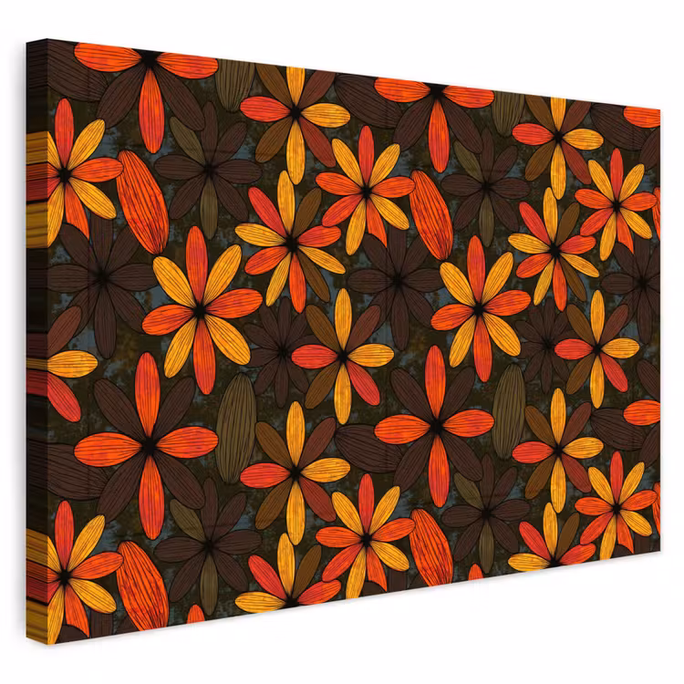 Outdoor Leinwand - Orange – Retro – Blumen – Herbst — 1