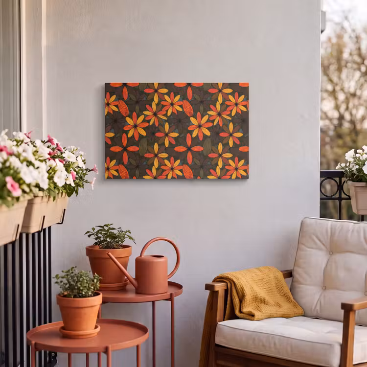 Outdoor Leinwand - Orange – Retro – Blumen – Herbst — 3