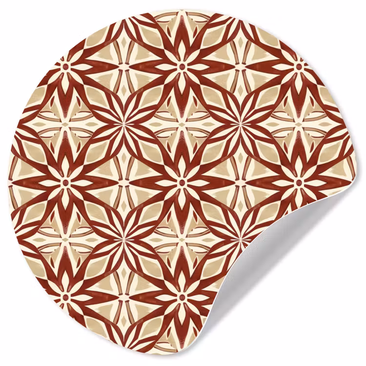 Runde Tapete - Bordeauxrot – Geometrisch – Fliese – Muster — 1