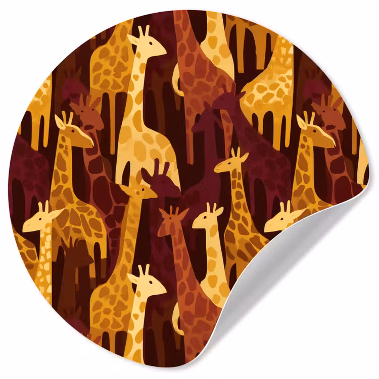Runde Tapete - Braun – Giraffen – Safari – Muster — 1