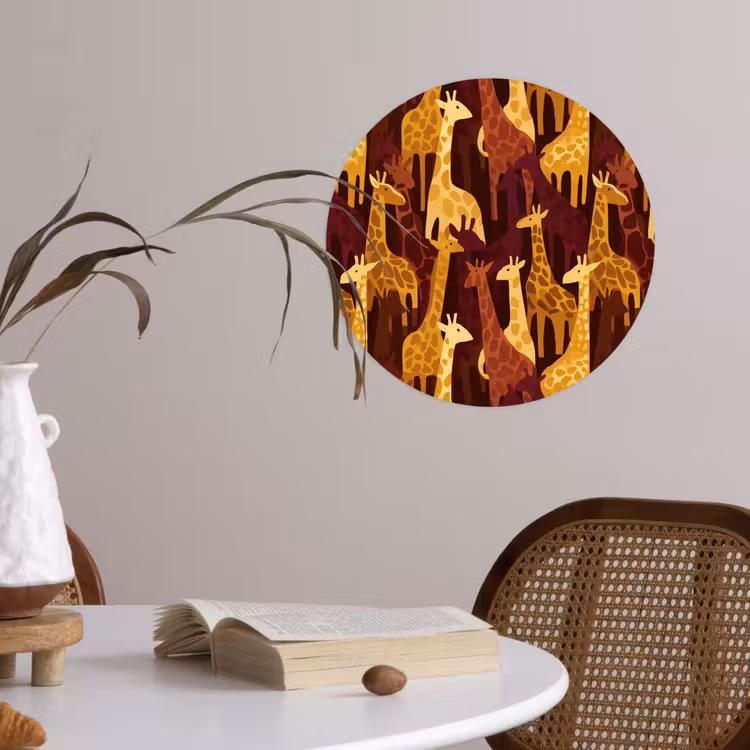 Runde Tapete - Braun – Giraffen – Safari – Muster — 4