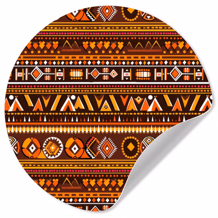Runde Tapete - Orange – Ethnisch – Tribal – Geometrisch – Muster — 1