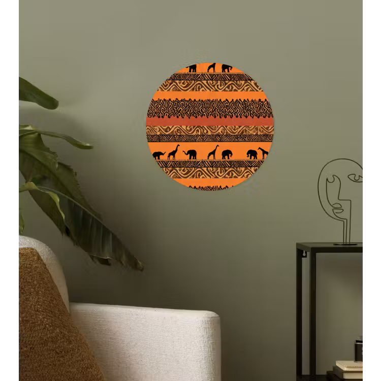 Runde Tapete - Orange – Safari – Afrikaans – Tiere – Muster — 3