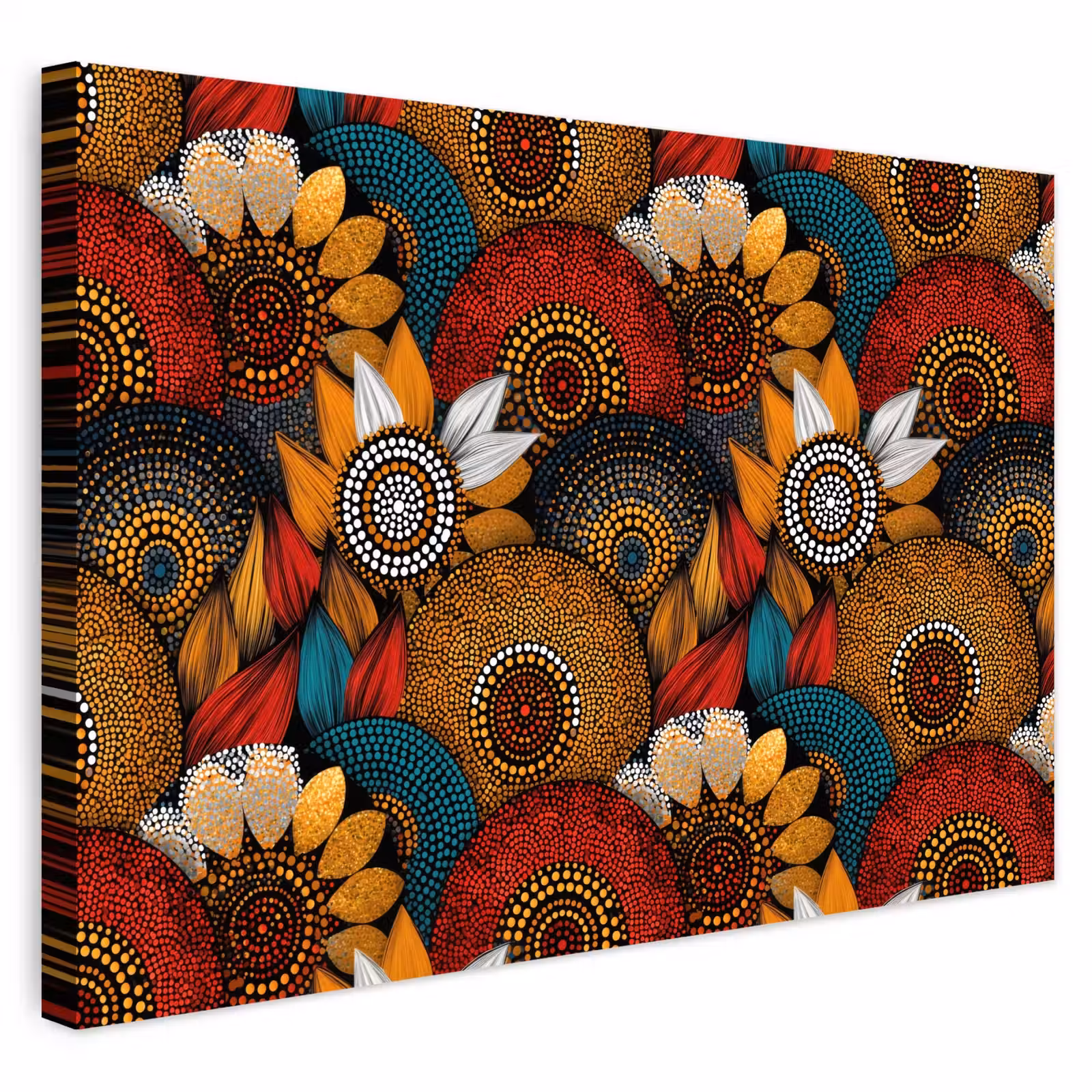 Outdoor Leinwand - Farbenfroh – Aborigine – Punktmalerei – Botanisch – Muster — 1