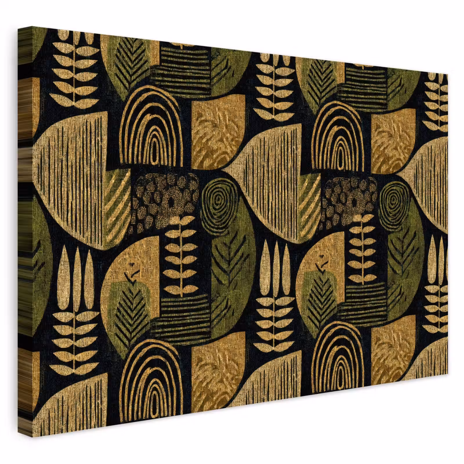 Outdoor Leinwand - Schwarz – Ockergelb – Botanisch – Textur — 1