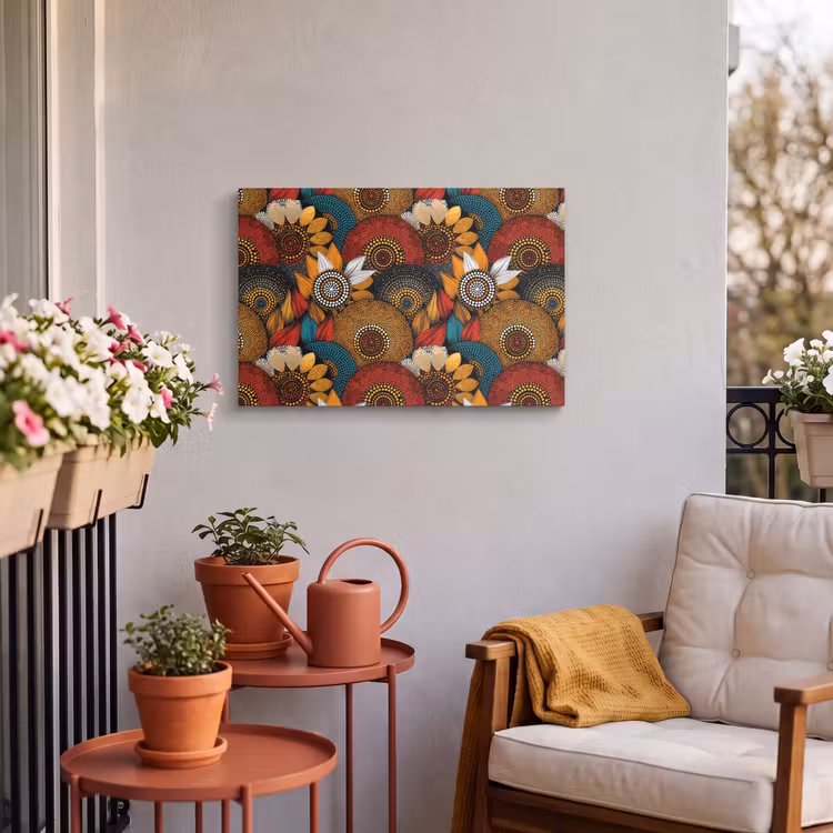 Outdoor Leinwand - Farbenfroh – Aborigine – Punktmalerei – Botanisch – Muster — 3