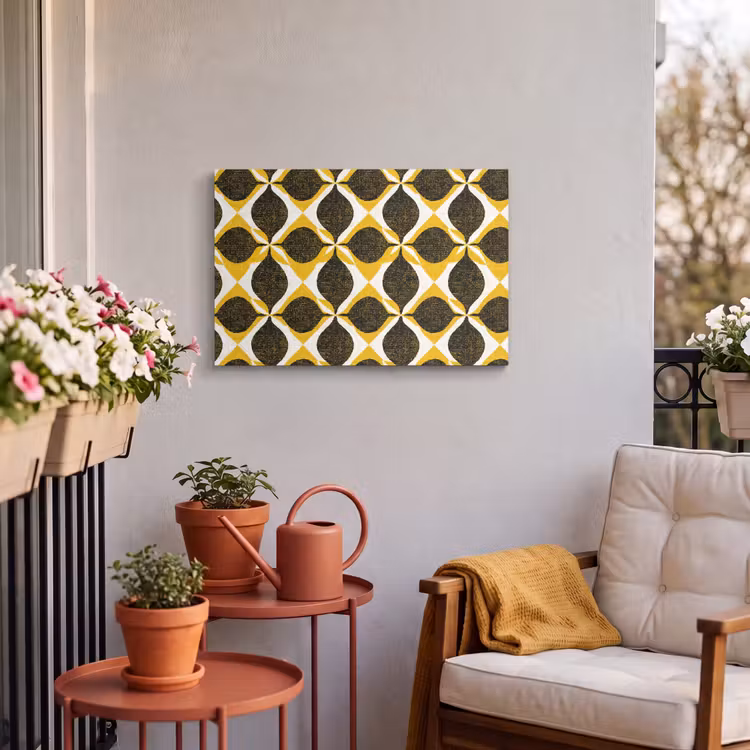 Outdoor Leinwand - Gelb – Schwarz – Geometrisch – Retro – Struktur — 3