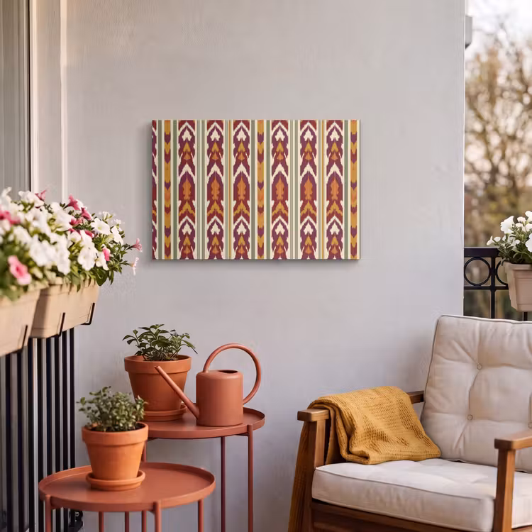 Outdoor Leinwand - Ikat – Bordeauxrot – Ethno – Muster — 3