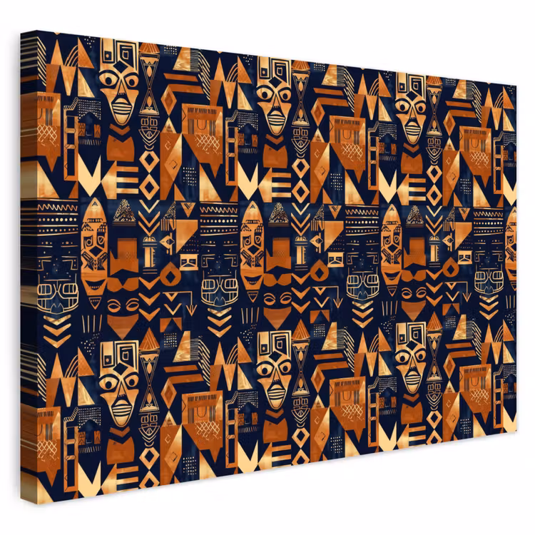 Outdoor Leinwand - Nachtblau – Kupfer – Tribal – Masken — 1