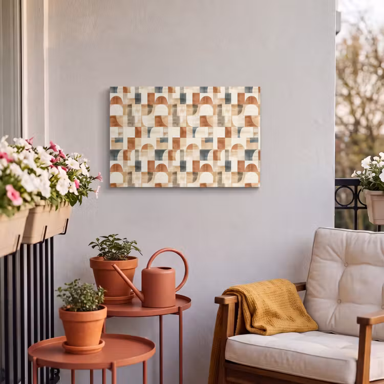 Outdoor Leinwand - Terrakotta – Geometrisch – Aquarell – Textur — 3
