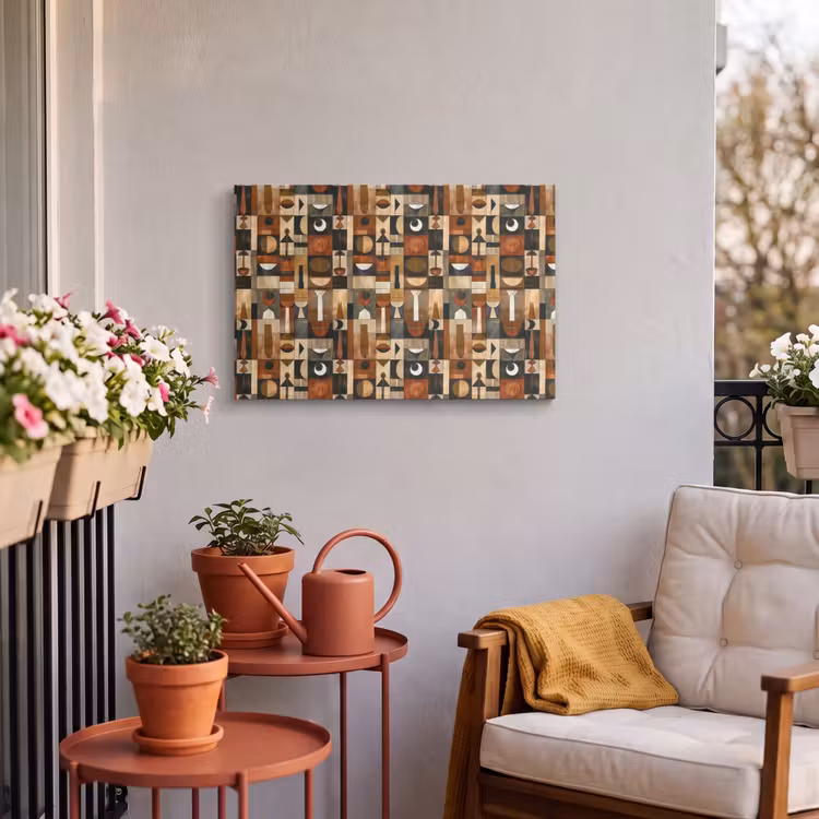 Outdoor Leinwand - Terrakotta – Geometrisch – Mid-Century – Muster — 3