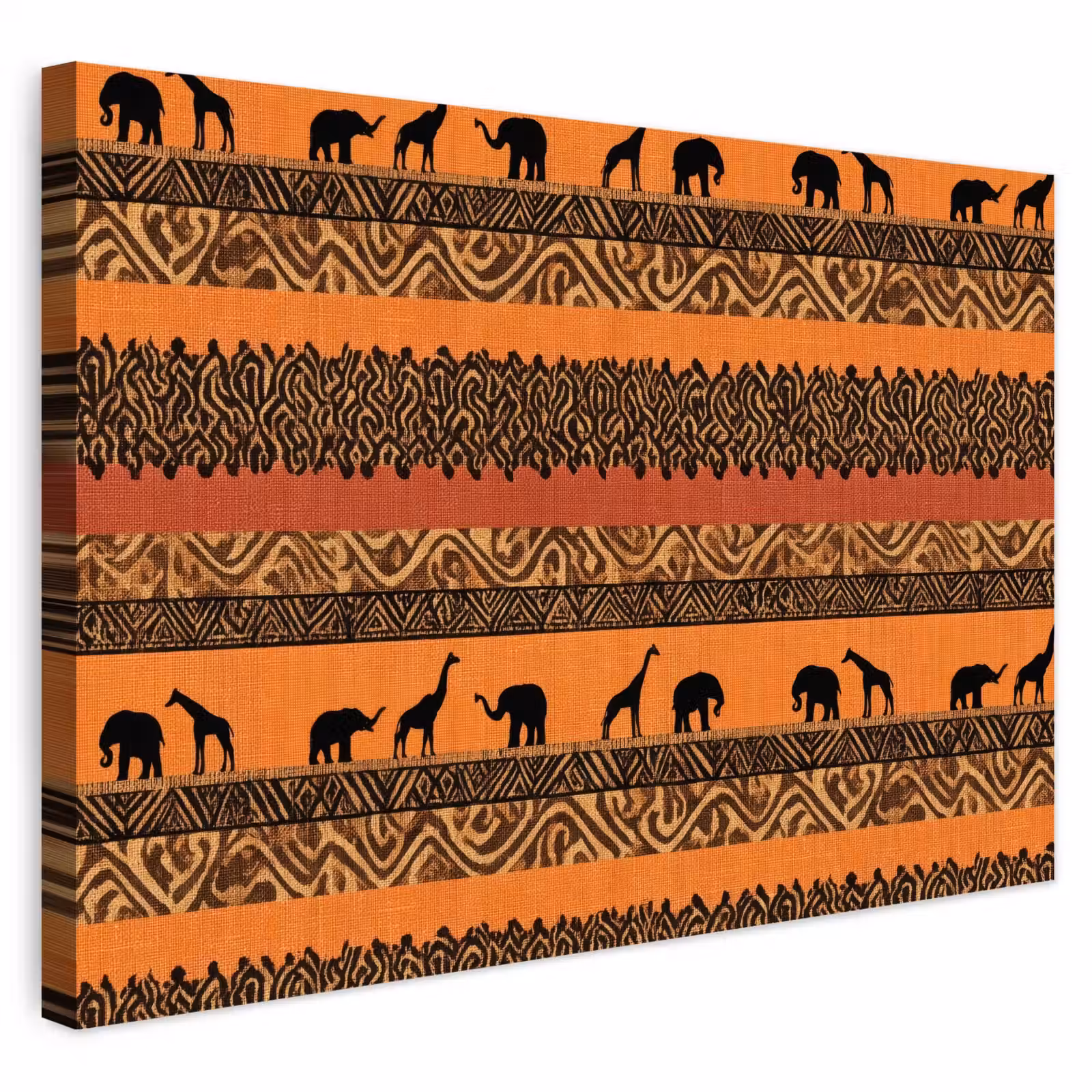Outdoor Leinwand - Orange – Safari – Afrikaans – Tiere – Muster — 1
