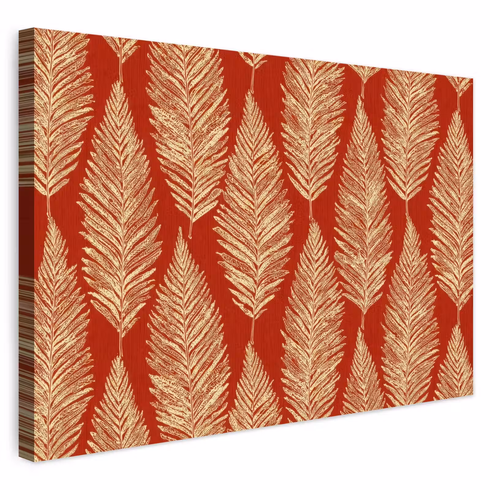 Outdoor Leinwand - Rot – Botanisch – Farn – Muster — 1
