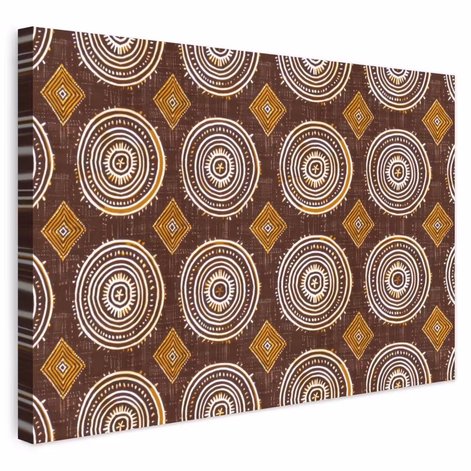 Outdoor Leinwand - Schokoladenbraun – Ethno – Tribal – Kreise – Muster — 1