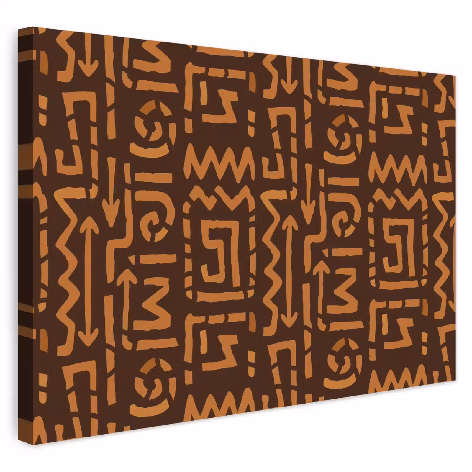 Outdoor Leinwand - Schokoladenbraun – Ethno – Tribal – Symbole — 1